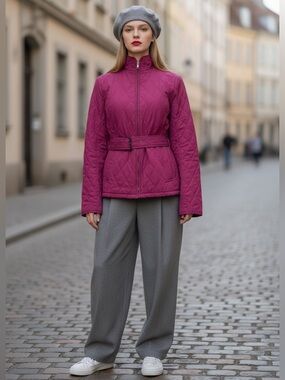 Burberry Quilted Belted Jacket - Magenta